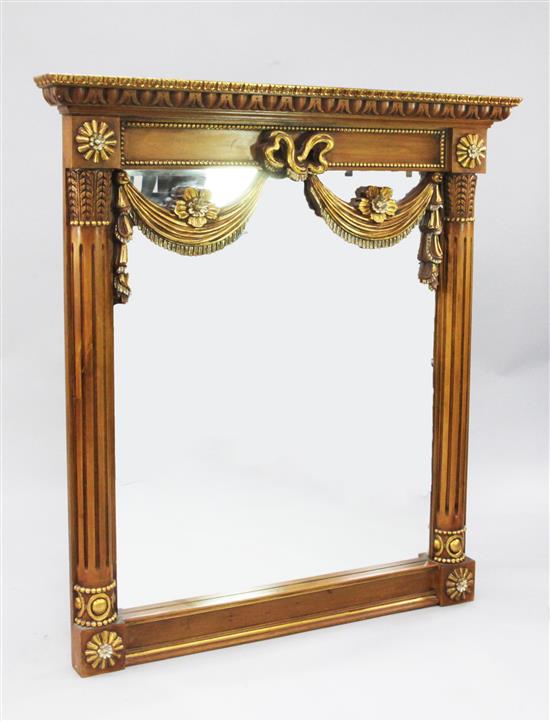 A 20th century rectangular parcel gilt wall mirror, 4ft 5.5in. x 4ft